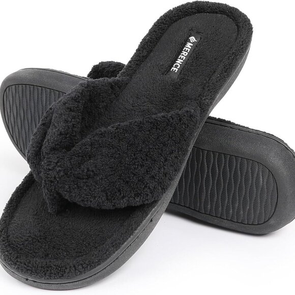 Shoes - Women's Memory Foam Slippers Indoor House Flip Flops with Velvet Lining